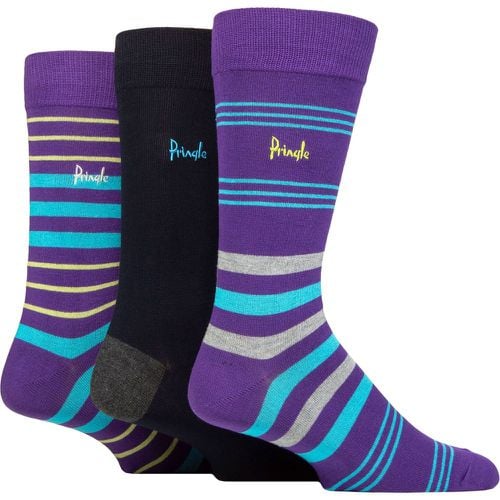 Mens 3 Pair Patterned Bamboo Socks Stripe 7-11 - Pringle - Modalova