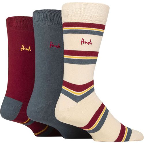 Mens 3 Pair Cotton and Recycled Polyester Patterned Socks Mix Stripes 7-11 - Pringle - Modalova