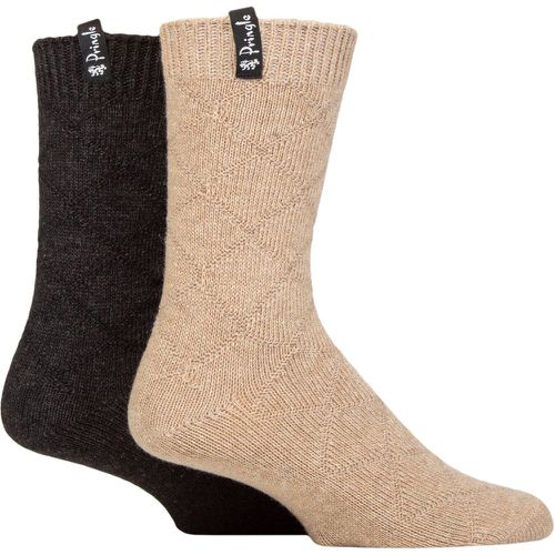 Mens 2 Pair Recycled Wool Boot Socks Diamond Beige / Charcoal 7-11 Mens - Pringle - Modalova