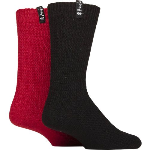 Mens 2 Pair Recycled Wool Boot Socks Black / Red 7-11 - Pringle - Modalova