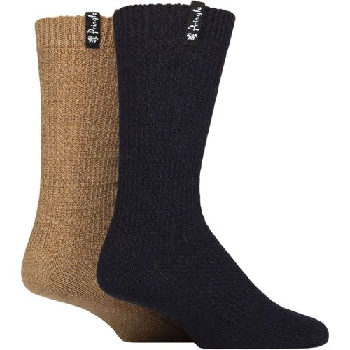Mens 2 Pair Recycled Wool Boot Socks Navy / Sand 7-11 - Pringle - Modalova