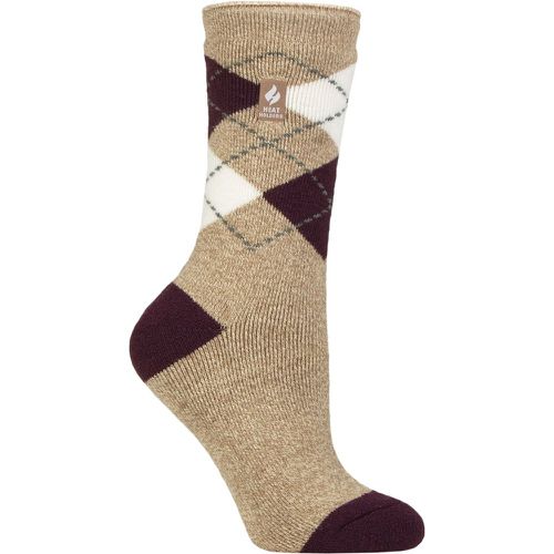 Women's 1 Pair SOCKSHOP 1.6 TOG Lite Patterned and Striped Socks Cali Oat / Cabernet 4-8 - Heat Holders - Modalova