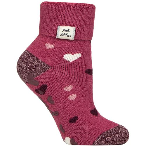 Women's 1 Pair Heat Holders Turn Over Cuff Lite Lounge Socks Hearts 4-8 - SockShop - Modalova