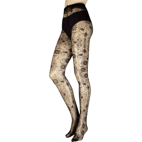 Women's 1 Pair Lisbona Floral Patterned Sheer Tights Maxi - Trasparenze - Modalova