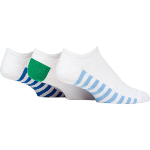 Mens 3 Pair Plain and Patterned Cotton Secret Socks Blue Sole Stripes 6-11 Mens - Pringle - Modalova