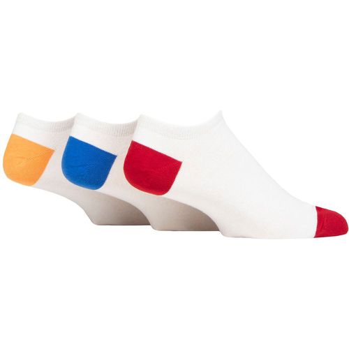 Mens 3 Pair Plain and Patterned Cotton Secret Socks Heel & Toe Yellow / Red / Blue UK 7-11 - Pringle - Modalova