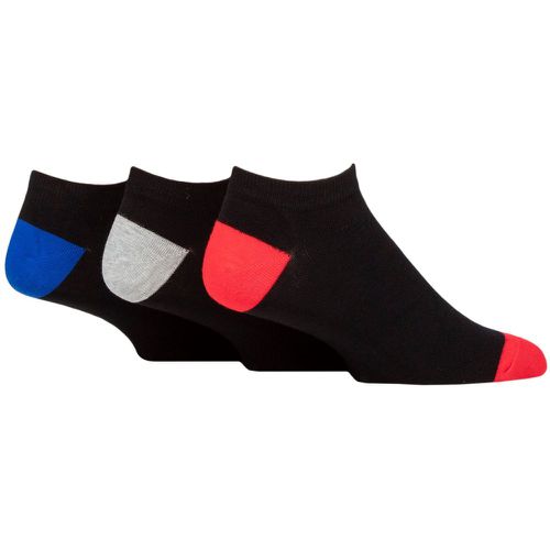 Mens 3 Pair Plain and Patterned Bamboo Trainer Socks Blue / Grey / Red Heel & Toe 7-11 Mens - Pringle - Modalova