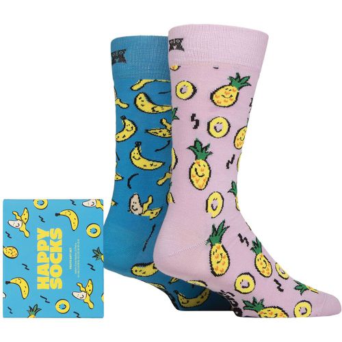 Mens and Ladies 2 Pair Happy Socks Fruits Gift Boxed Socks Turquoise 4-7 Unisex - SockShop - Modalova