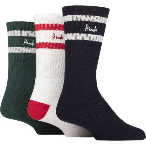 Mens 3 Pair Cotton Cushion Sports Socks Navy / White / Green 7-11 - Pringle - Modalova