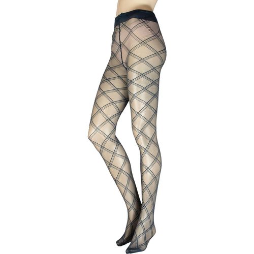 Women's 1 Pair Phuket Lurex Sparkle Diamond Check Tights Large - Trasparenze - Modalova