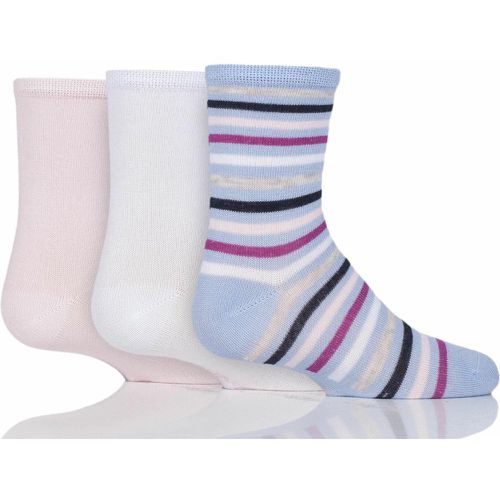 Babies and Kids 3 Pair Plain and Stripe Bamboo Socks with Smooth Toe Seams Pink Stripes A 0-2.5 Baby - SockShop - Modalova