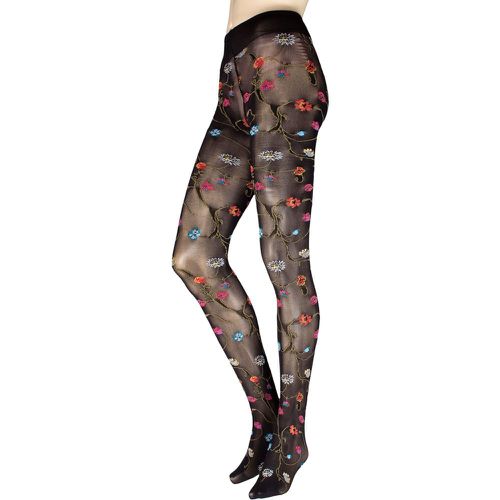 Pair Variante Unica Platino Floral Knit Opaque Tights Ladies Extra Large - Trasparenze - Modalova