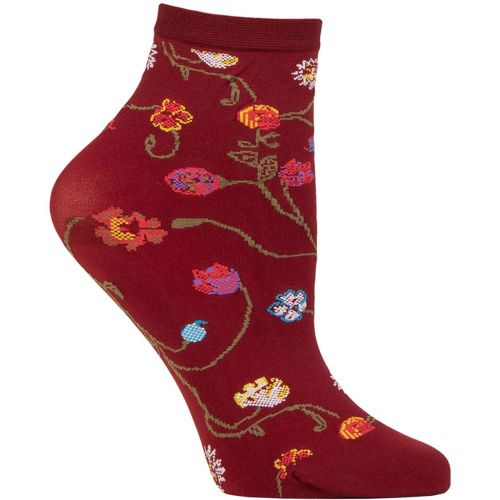 Ladies 1 Pair Platino Floral Patterned Socks Bordo One Size - Trasparenze - Modalova