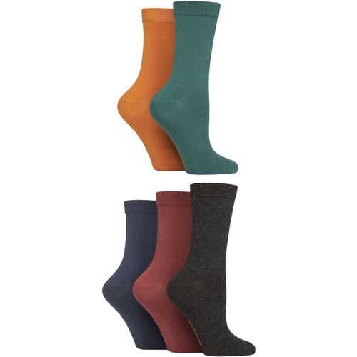 Ladies 5 Pair Plain, Patterned and Striped Bamboo Socks Plain Autumn 4-8 - SockShop - Modalova