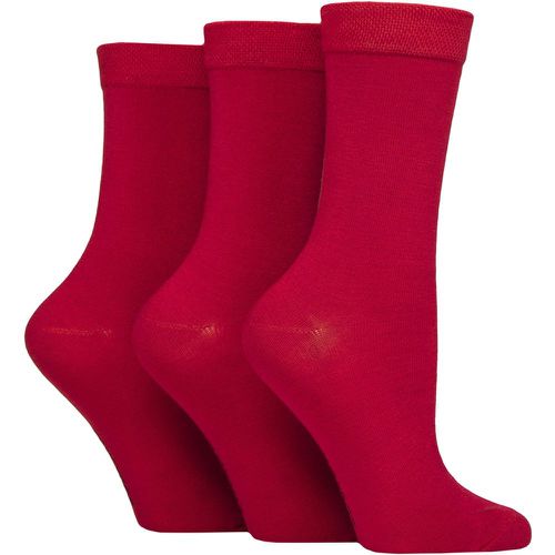 Ladies 3 Pair Patterned Plain and Striped Bamboo Socks Redder than 4-8 Ladies - SockShop - Modalova