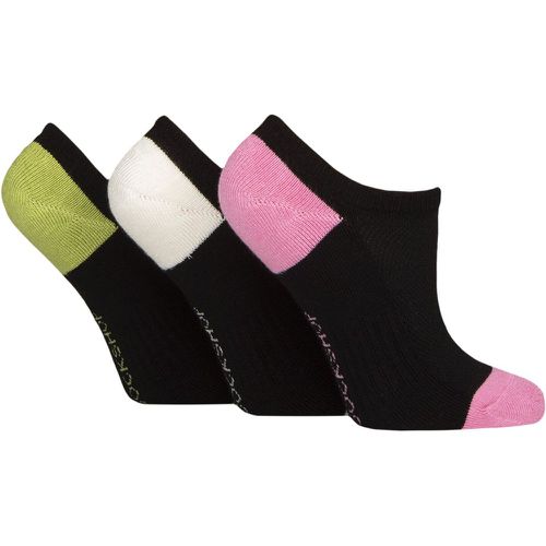 Women's 3 Pair Half Cushioned Bamboo No Show Socks Black Contrast 4-8 - SockShop - Modalova