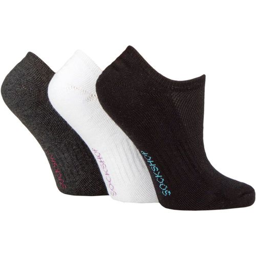 Women's 3 Pair Half Cushioned Bamboo No Show Socks Black / Grey / White 4-8 Ladies - SockShop - Modalova