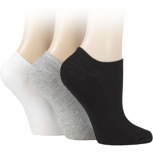 Women's 3 Pair Bamboo Ribbed No Show Socks Black / Grey / White 4-8 Ladies - Elle - Modalova