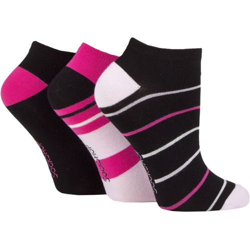 Ladies 3 Pair Striped, Plain, Ribbed and Mesh Bamboo Trainer Socks / Pink 4-8 Ladies - SockShop - Modalova