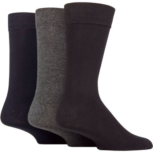 Men's 3 Pair Plain, Patterned, Striped and Heel & Toe Bamboo Socks Plain Black / Navy / Grey 7-11 Mens - SockShop - Modalova