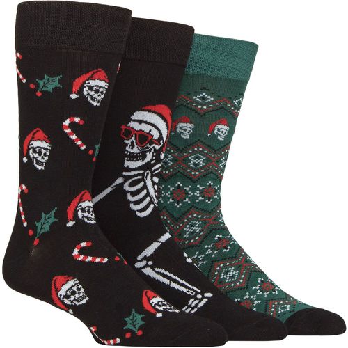 Mens 3 Pair SOCKSHOP Christmas Bamboo Socks Christmas Skulls 7-11 Mens - Lazy Panda - Modalova