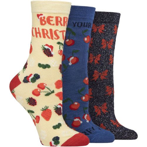 Women's 3 Pair SOCKSHOP Christmas Bamboo Socks Berry Christmas 4-8 - Lazy Panda - Modalova