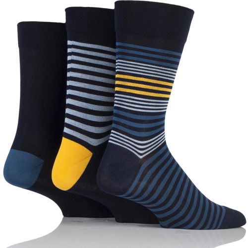 Pair Cosmic Blue / Dark Amethyst Comfort Cuff Gentle Bamboo Striped and Plain Socks with Smooth Toe Seams Men's 12-14 Mens - SockShop - Modalova
