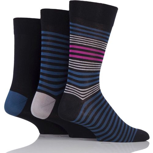 Pair Teal Jewel / Black Comfort Cuff Gentle Bamboo Striped and Plain Socks with Smooth Toe Seams Men's 7-11 Mens - SockShop - Modalova
