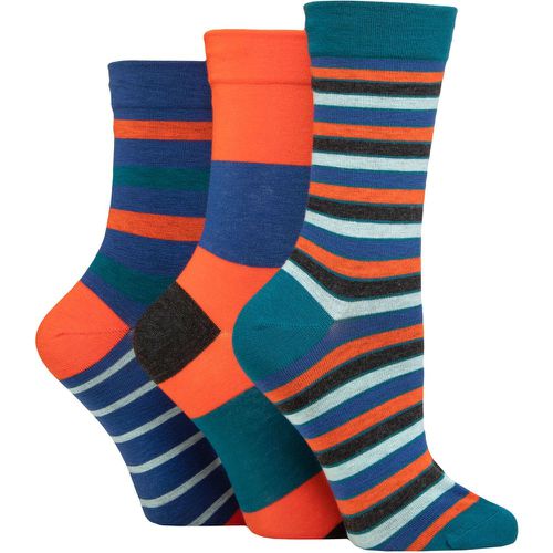 Ladies 3 Pair Gentle Bamboo Socks with Smooth Toe Seams in Plains and Stripes Mandarin 4-8 - SockShop - Modalova