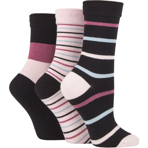 Ladies 3 Pair Gentle Bamboo Socks with Smooth Toe Seams in Plains and Stripes Dust Stripes 4-8 Ladies - SockShop - Modalova