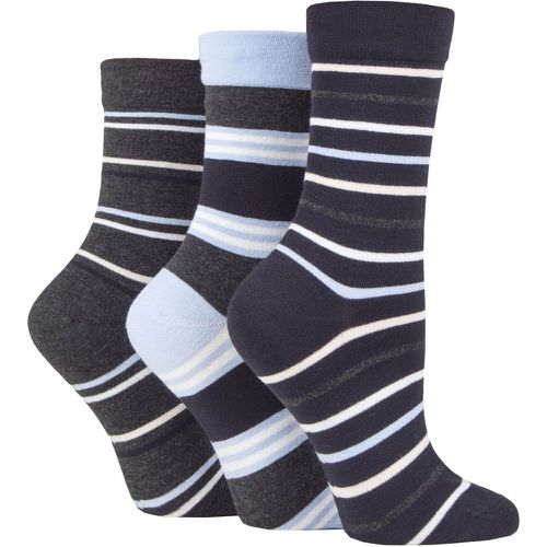 Ladies 3 Pair Gentle Bamboo Socks with Smooth Toe Seams in Plains and Stripes Stripes 4-8 - SockShop - Modalova