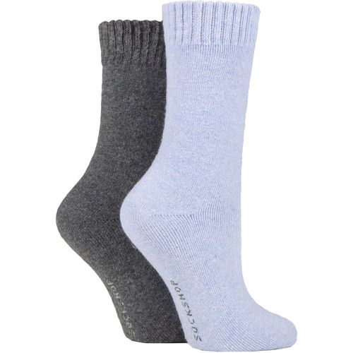 Ladies 2 Pair Wool Mix Striped and Plain Boot Socks Kentucky Plain 4-8 Ladies - SockShop - Modalova