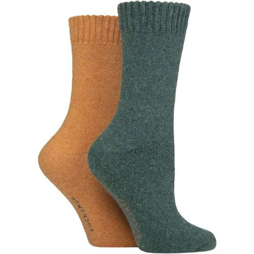 Women's 2 Pair Wool Mix Striped and Plain Boot Socks Marmalade Plain 4-8 Ladies - SockShop - Modalova