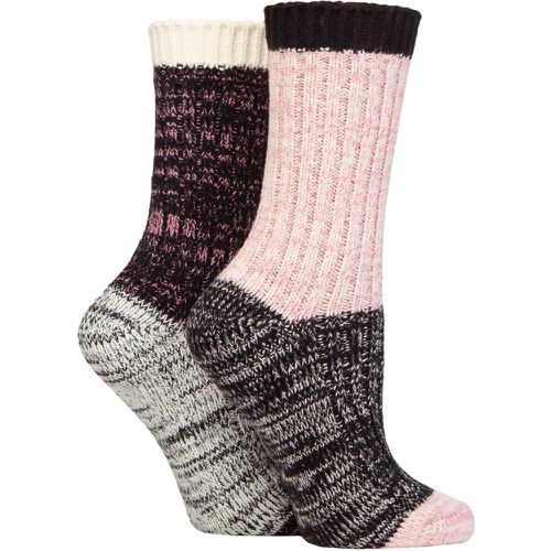 Ladies 2 Pair Velvet Soft Chunky Rib Boot Socks / Pink 4-8 Ladies - SockShop - Modalova