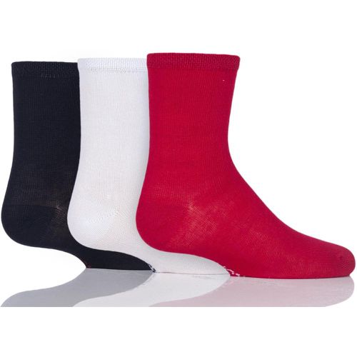 Pair Red / White / Navy Plain and Stripe Bamboo Socks with Smooth Toe Seams Kids Unisex 0-2.5 Baby (0-6 Months) - SockShop - Modalova