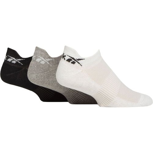 Mens and Ladies 3 Pair Essentials Cotton Trainer Socks White / Grey / Black 8.5-10 UK - Reebok - Modalova
