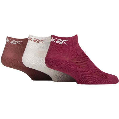 Mens and Ladies 3 Pair Essentials Cotton Ankle Socks with Arch Support and Mesh Top Burgundy / White / Brown 2.5-3.5 UK - Reebok - Modalova