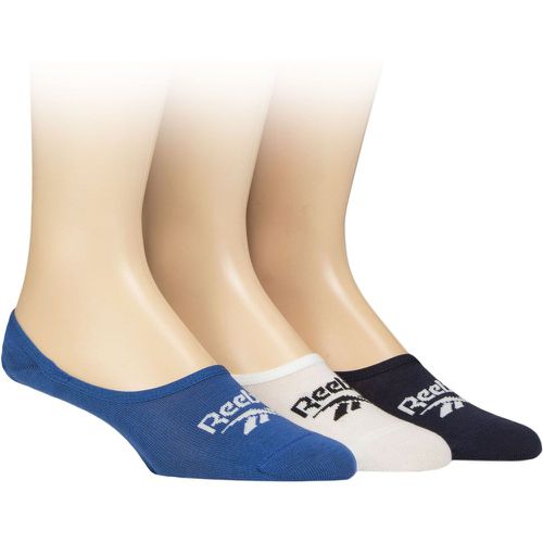 Mens and Ladies 3 Pair Essentials Cotton Ped Socks Blue / White / Navy 2.5-3.5 UK - Reebok - Modalova