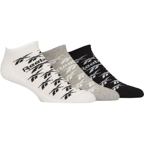Mens and Ladies 3 Pair Essentials Cotton Trainer Socks White / Grey / Black 2.5-3.5 UK - Reebok - Modalova