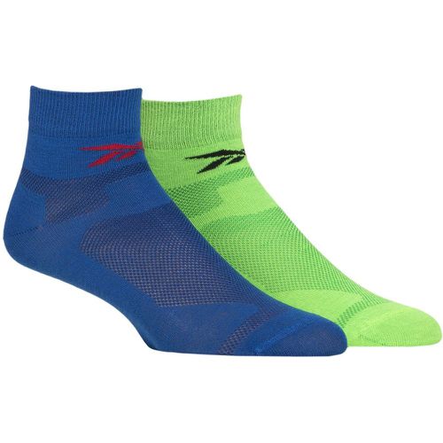 Mens and Ladies 2 Pair Technical Recycled Ankle Technical Light Running Socks / Green 4.5-6 UK - Reebok - Modalova
