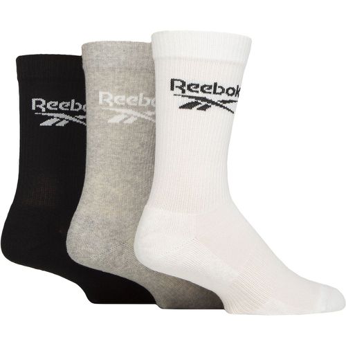 Mens and Women's 3 Pair Core Ribbed Cotton Crew Socks White / Grey / Black 11-12.5 UK - Reebok - Modalova