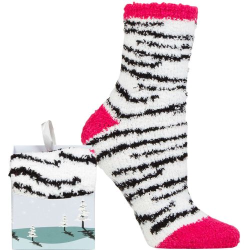 Women's 1 Pair SOCKSHOP Wildfeet Gift Boxed Fluffy Slipper Socks Zebra Stripes 4-8 Ladies - Wild Feet - Modalova