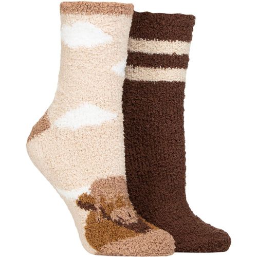 Ladies 2 Pair Wildfeet Cosy Lounge Socks with Anti-Slip Grips Highland Cow 4-8 - SockShop - Modalova