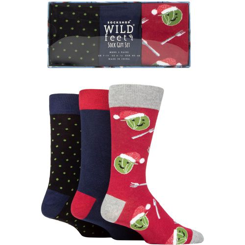 Mens 3 Pair SOCKSHOP Wildfeet Christmas Flat Gift Boxed Socks Sprout 7-11 - Wild Feet - Modalova