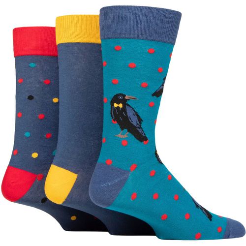 Mens 3 Pair Novelty Patterned Cotton Socks Raven UK 7-11 - Wildfeet - Modalova