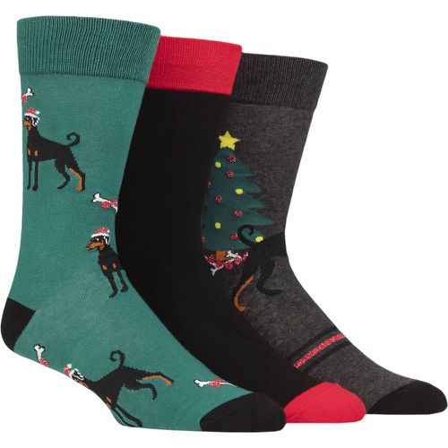 Mens 3 Pair SOCKSHOP Cotton Christmas Gift Socks Doberman 7-11 - Wildfeet - Modalova