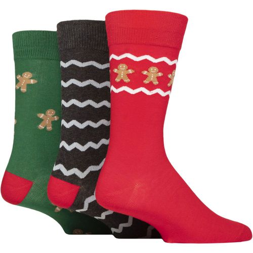 Mens 3 Pair SOCKSHOP Cotton Christmas Gift Socks Gingerbread Man 7-11 - Wildfeet - Modalova