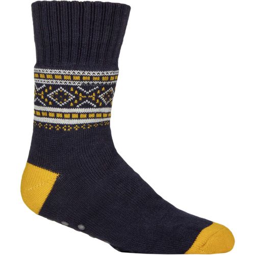 Mens 1 Pair Wildfeet Patterned Slipper Socks Navy / Yellow 7-11 Mens - SockShop - Modalova