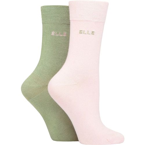 Ladies 2 Pair Plain Bamboo Fibre Socks Meadow 4-8 - Elle - Modalova
