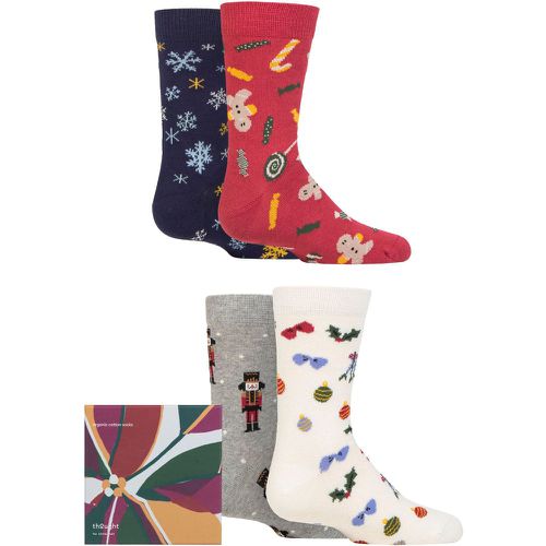 Kids 4 Pair Noel Christmas Organic Cotton Gift Boxed Socks Multi Kids 2-3 Years - Thought - Modalova